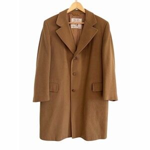 Vintage Schlesinger’s West New York Men's Overcoat Beige Size XL 3-Button Long